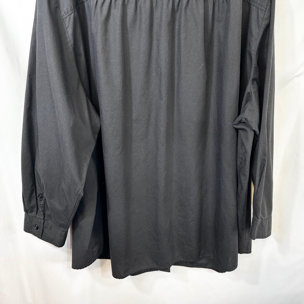 Roamans Plus Size 3X Top Solid Black Button Up‎ Long Sleeve Career Capsule 1290 - Picture 4 of 7